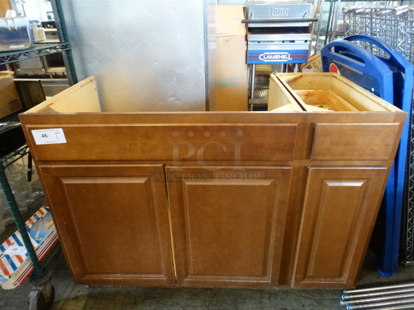 Wood Pattern Cabinet Frame w/ 3 Doors and Drawer. 48x25x35 - Image 1 of 6