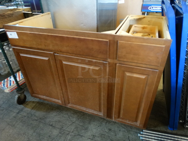 Wood Pattern Cabinet Frame w/ 3 Doors and Drawer. 48x25x35 - Image 2 of 6