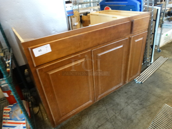 Wood Pattern Cabinet Frame w/ 3 Doors and Drawer. 48x25x35 - Image 3 of 6