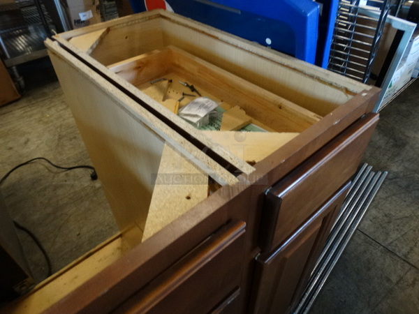 Wood Pattern Cabinet Frame w/ 3 Doors and Drawer. 48x25x35 - Image 5 of 6