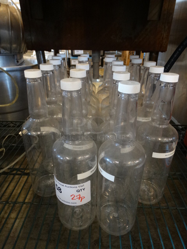 27 Poly Clear Bottles. 3x3x11.5. 27 Times Your Bid!