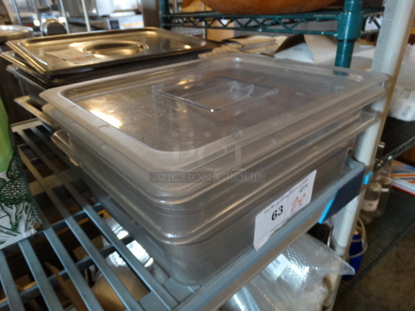 2 Poly Clear 1/2 Size Drop In Bins w/ 2 Lids. 1/2x4. 2 Times Your Bid! - Image 2 of 4