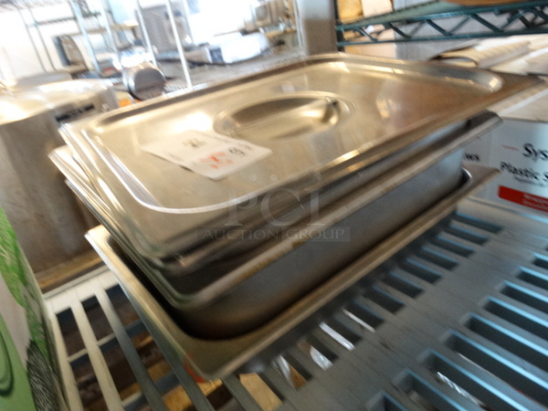 3 Stainless Steel 1/2 Size Drop In Bins w/ 2 Lids. 1/2x2, 1/2x4. 3 Times Your Bid! - Image 2 of 3