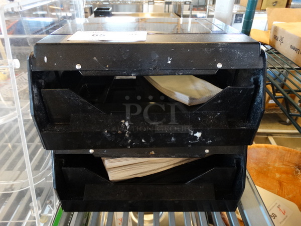 2 Black Poly Napkin Dispensers. 12x5x14. 2 Times Your Bid!