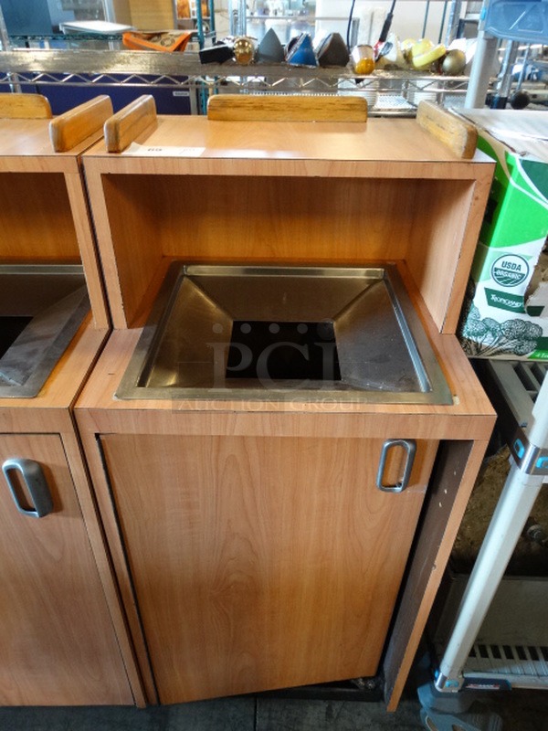 Wood Pattern Trash Can Shell w/ Trash Deposit Hole, Tray Return and Door. 21x20x47 - Image 1 of 5