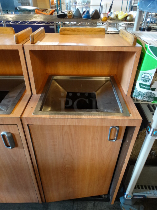 Wood Pattern Trash Can Shell w/ Trash Deposit Hole, Tray Return and Door. 21x20x47