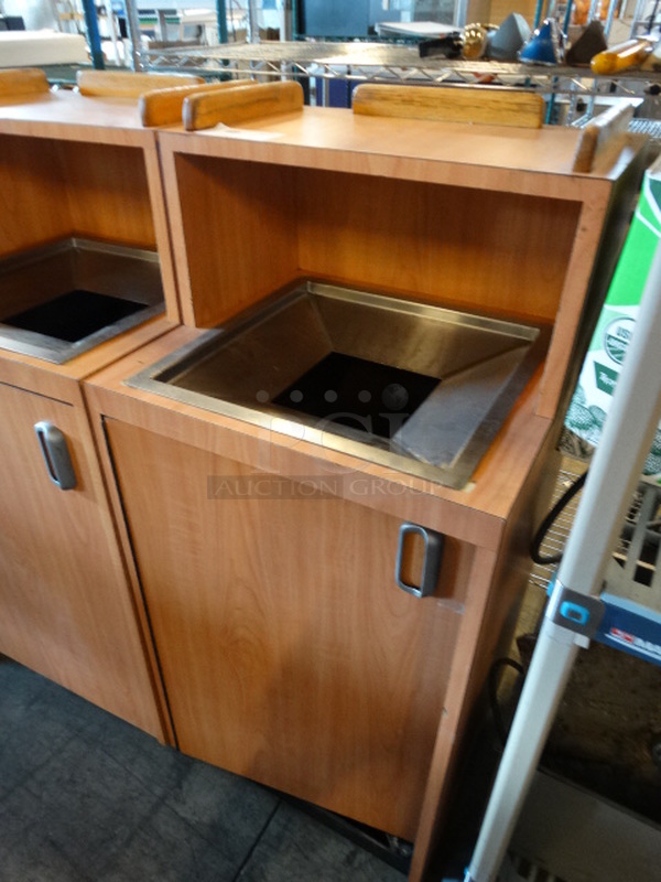 Wood Pattern Trash Can Shell w/ Trash Deposit Hole, Tray Return and Door. 21x20x47 - Image 2 of 5