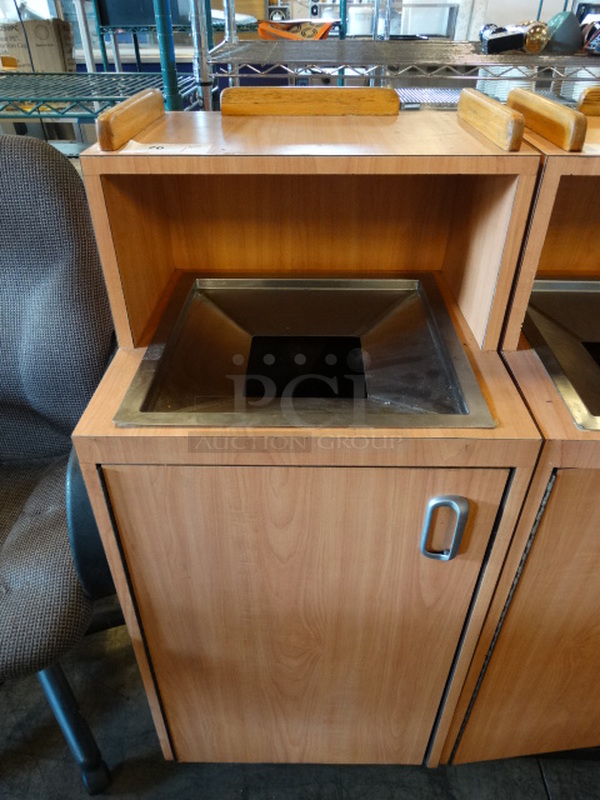 Wood Pattern Trash Can Shell w/ Trash Deposit Hole, Tray Return and Door. 21x20x47 - Image 1 of 6