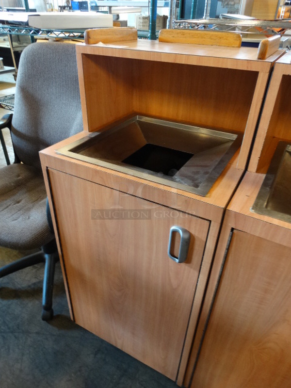 Wood Pattern Trash Can Shell w/ Trash Deposit Hole, Tray Return and Door. 21x20x47 - Image 2 of 6