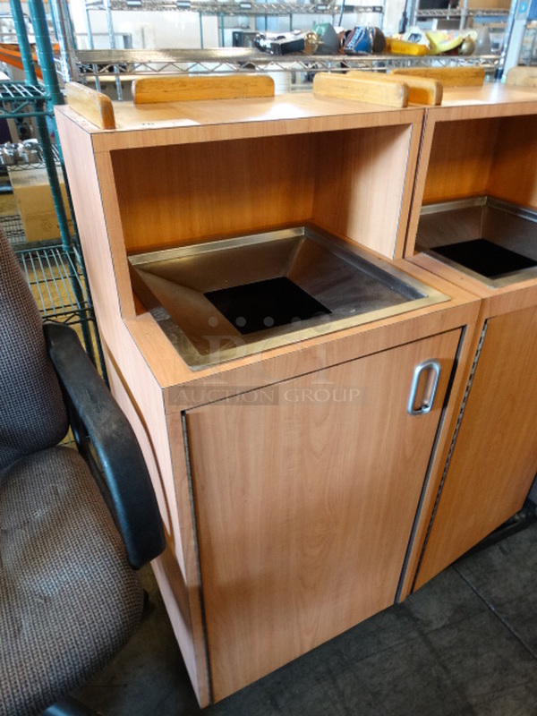 Wood Pattern Trash Can Shell w/ Trash Deposit Hole, Tray Return and Door. 21x20x47 - Image 3 of 6