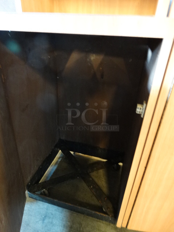 Wood Pattern Trash Can Shell w/ Trash Deposit Hole, Tray Return and Door. 21x20x47 - Image 6 of 6