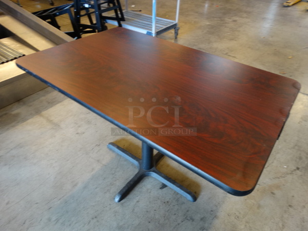 Wood Pattern Table and Black Metal Table Base. Comes Disassembled. Stock Picture - Cosmetic Condition May Vary. 48x30x30 - Image 2 of 8