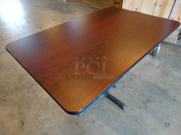 Wood Pattern Table and Black Metal Table Base. Comes Disassembled. Stock Picture - Cosmetic Condition May Vary. 48x30x30 - Image 3 of 8