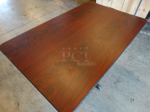 Wood Pattern Table and Black Metal Table Base. Comes Disassembled. Stock Picture - Cosmetic Condition May Vary. 48x30x30 - Image 4 of 8
