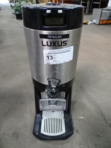 NICE! Fetco Luxus Model L3D-10 Commercial Stainless Steel 1 Gallon Thermal Dispenser. 8x10x21