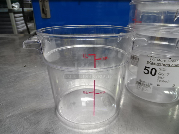 (x7) 7 Times Your Bid. Brand New Royal Industries Clear Round 1 Quart Containers.