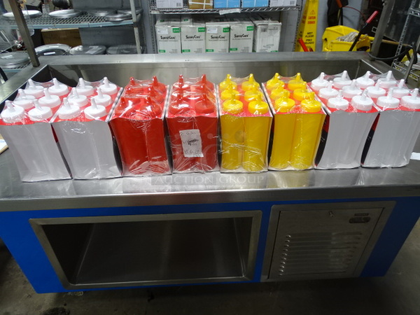 ALL ONE MONEY! Brand New 4 Clear, 2 Red , And 2 Yellow Condiment Dispensers With 6 In Each.