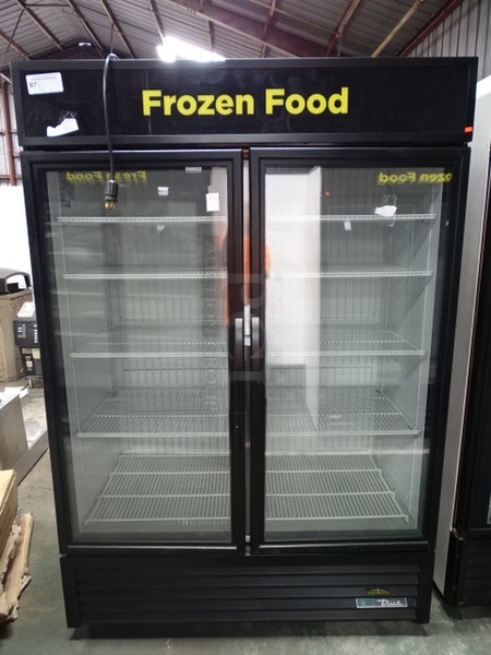 AMAZING! True Model GDM-49F-HC-TSL01 Commercial Electric Two Door Freezer Merchandiser With Interior LED Lights. Can Not Test Due To Plug Style.  54x77x30 115/208-230 Volt, 1Phase