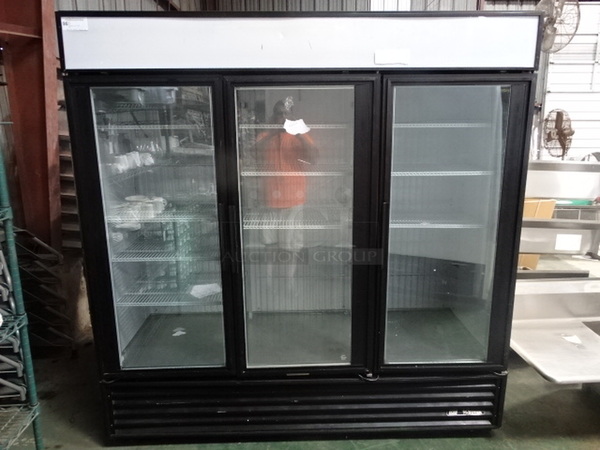 WOW! True Model GDM-72F Commercial Electric 3 Door Freezer Merchandiser With Interior LED Lights. Can Not Test Due To Plug Style.  79x32x79 115/208-230 Volt, 1 Phase.