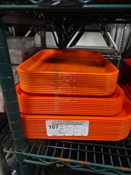 ALL ONE MONEY! Orange Standard Food Serving Trays. 14x18x1, 16x12x1 & 11x14x1
