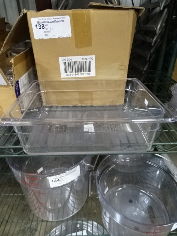 (x6) 6 Times Your Bid. Brand New Winco Model SP7204 1/2 Size Clear Polycarbonate Food Pans 4