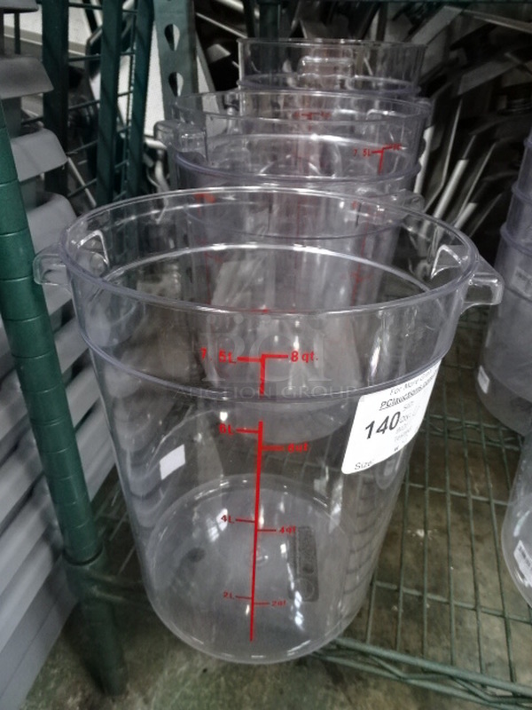 (x6) 6 Times Your Bid. Brand New 8 Quart Royal Industries Round Polycarbonate Storage Containers. 9x11