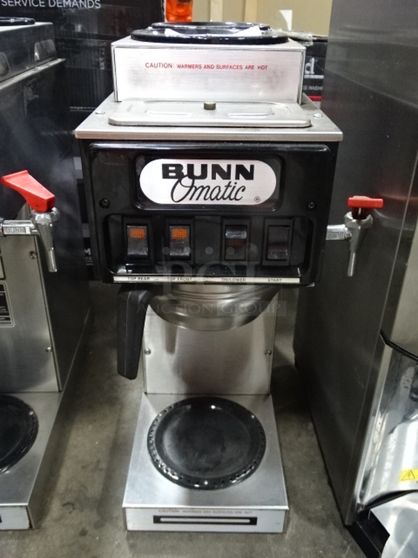 NICE! Bunn Omatic STF-20 Coffee Maker With 3 In Line Burners And A Hot Water Dispenser. 7.5x18x21 Tested And Works. 