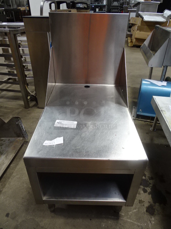GOOD! Commercial Stainless Steel Equipment Stand With Splash Guard, Underneath Compartment  And Port For Cords. 18x28x36