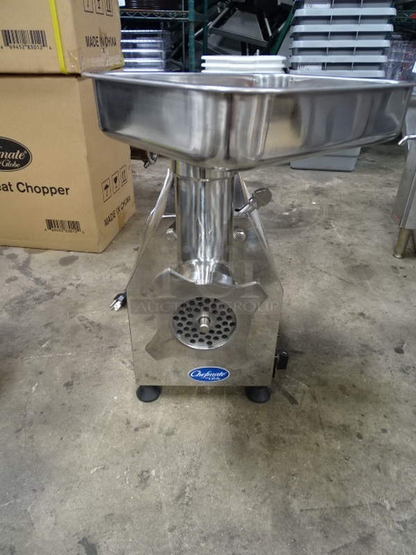 NEW! Globe Model CM12 Chefmate Commercial Stainless Steel Meat Chopper. 115 Volt 1 Phase Tested And Working.