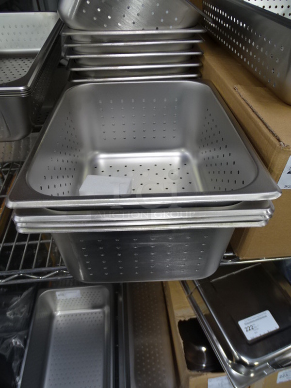 (x5) 5 Times Your Bid. Brand New Winco 1/2 Size Stainless Steel Perforated Steam Pans. 13x11x6