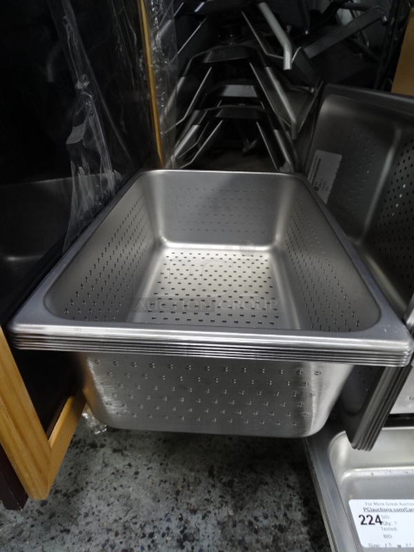 (x5) 5 Times Your Bid. Brand New Winco Full Size Stainless Steel Perforated Steam Pans. 13x21x6