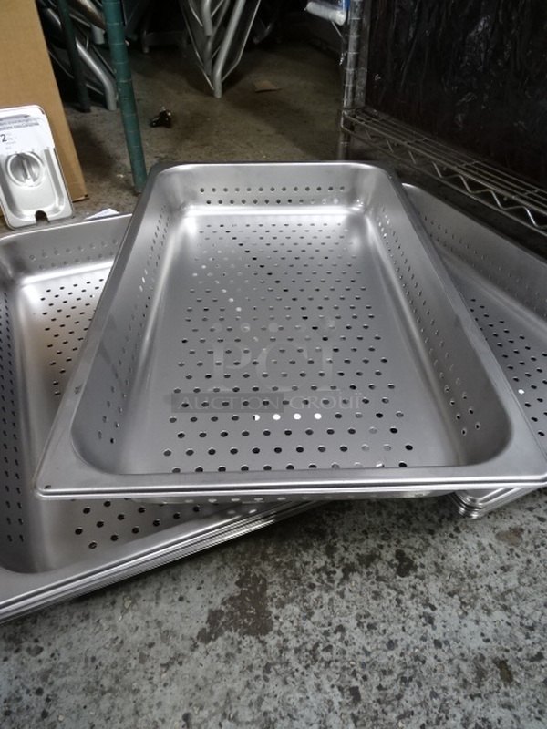 (x5) 5 Times Your Bid. Brand New Winco Full Size Stainless Steel Perforated Steam Pans. 13x21x3