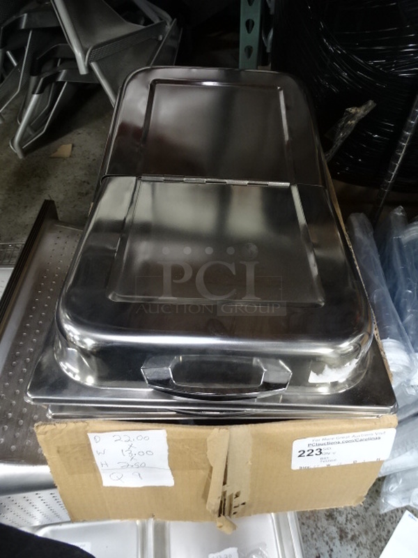 (x4) 4 Times Your Bid. Brand New Winco Stainless Steel Hinged Steam Table Pan Cover. 22x13x3