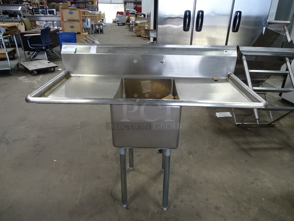 AMAZING! Brand New John Boos Model E1S8-1620-12T18 Commercial Stainless Steel 1 Compartment Sink With 9 3/4” H Boxed Backsplash, Galvanized Legs And Adjustable Plastic Bullet Feet. 25.5x52x41 