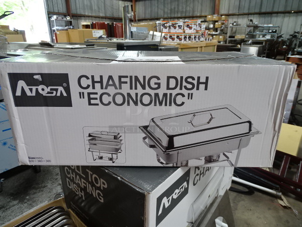 STILL IN THE BOX! Brand New Atosa AT761L63 MixRite 9 Quart Commercial Stainless Steel Oblong Chafing Dish With Lid. 24x14x10  