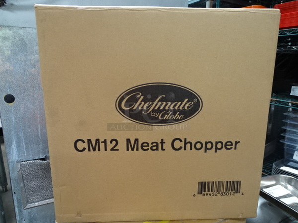 STILL IN THE BOX! Brand New Globe Model CM-12 Chefmate Commercial Stainless Steel Meat Chopper. 14x19x19