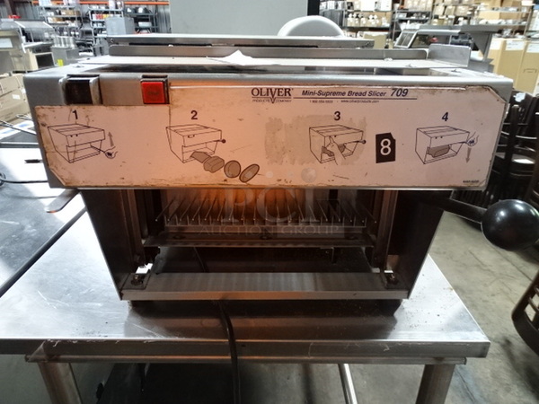 NICE! Oliver Model 709 Commercial Stainless Steel Bread Slicer. Tested And Working 115 Volt 1 Phase 18x25x14