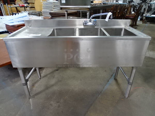 FANTASTIC! John Boos Model EUB3S48SL-1LD Commercial Stainless Steel Three Compartment Underbar Sink. 48x19x36