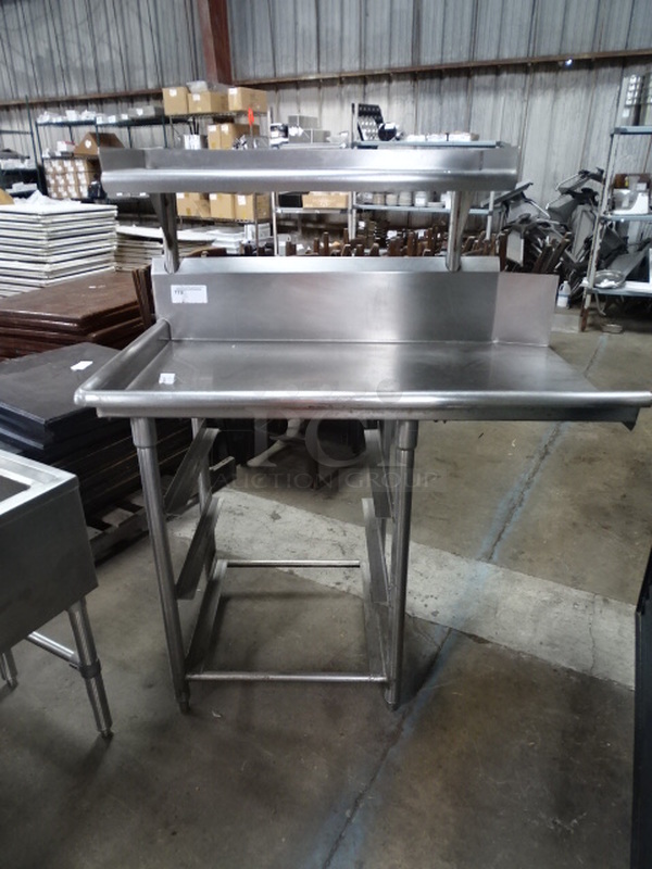 BEAUTIFUL! Commercial Stainless Steel Soiled Dish Table With Overhead Shelf And Undercounter Rack. 45x28x55