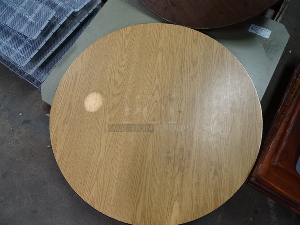 (x2) 2 Times Your Bid. Oak Finished Round Table Tops. Stock Photo, Cosmetic Differences May Occur. 35x1.25 