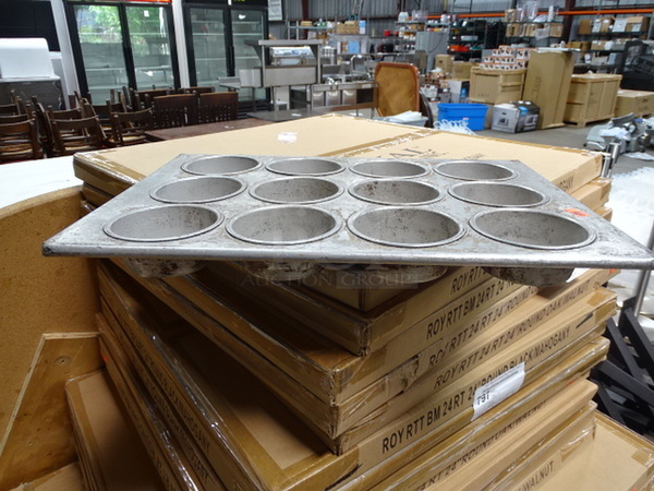 (x7) 7 Times Your Bid. Commercial Commercial Stainless Steel Muffin Pans. 18x26x1