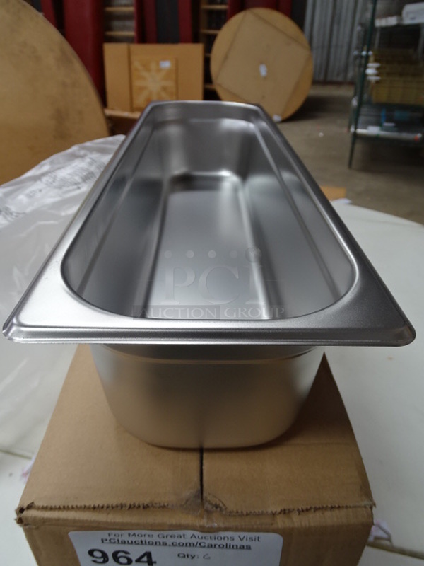 (x6) 6 Times Your Bid. Brand New Winco Model SPJL-4HL  Commercial Stainless Steel 1/2 Size Long Pan. 4