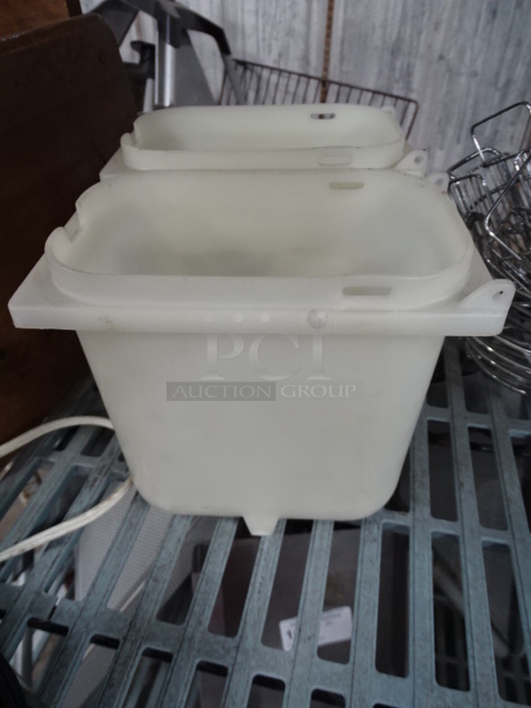 (x2) 2 Times Your Bid. White Polycarbonate Containers. 4.5x8x7.25
