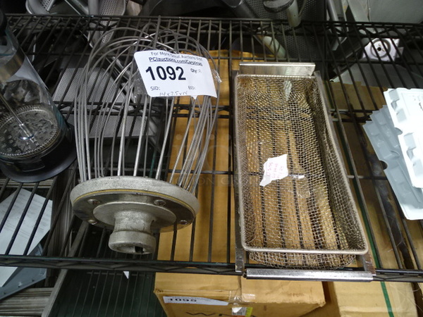 (x2) 2 Times Your Bid. Whisk Attachment For Mixer And Fryer Drain Basket. 14x8x14