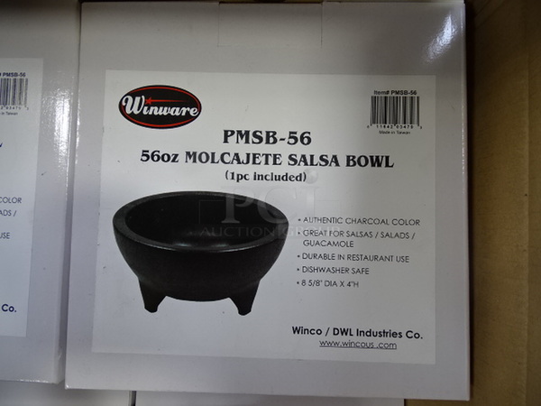 (x6) 6 Times Your Bid.Brand New  Winco Model PMSB-56 56 OZ Molcajete Salsa Bowl. 9x9x5