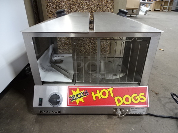 NEW! Adcraft Model HDS-1200W Commercial Stainless Steel Electric Hot Dog Steamer. Tested And Works. 120 Volt 18x15.5x16