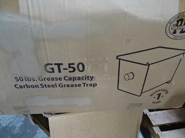 STILL IN THE BOX! Brand New John Boos Model GT-50 Commercial 50lb Grease Interceptor With 3