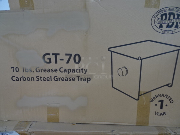 STILL IN THE BOX! Brand New John Boos Model GT-70 Commercial 70lb Grease Interceptor With 3.5