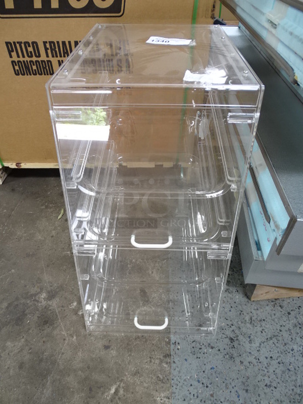 GORGEOUS! Clear Plastic Display Case With Trays. 13.5x26x24.5