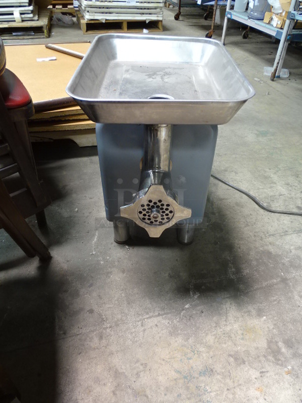 NICE! Hobart Model 4812 Commercial Stainless Steel Electric Countertop Power Hub With Meat Chopper. Tested And Works. 11.5x16.5x22.25